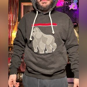 RawGear Black Hoodie with Embroidered Gorilla Design Medium